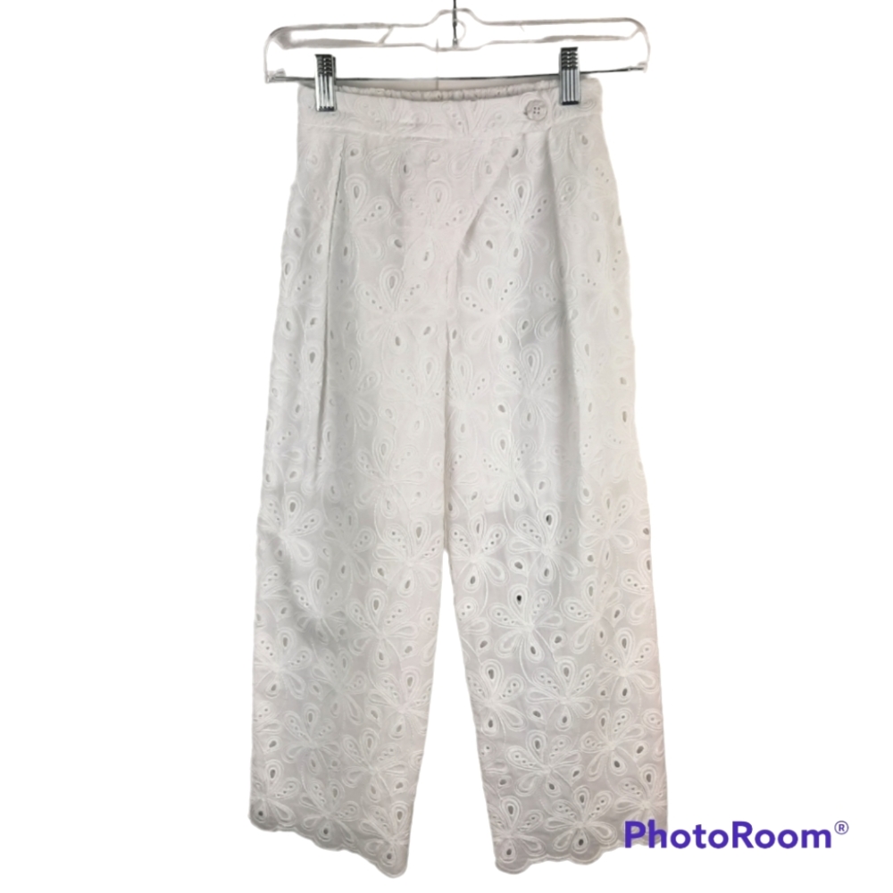 Zara Girls White Embroidered Pants
